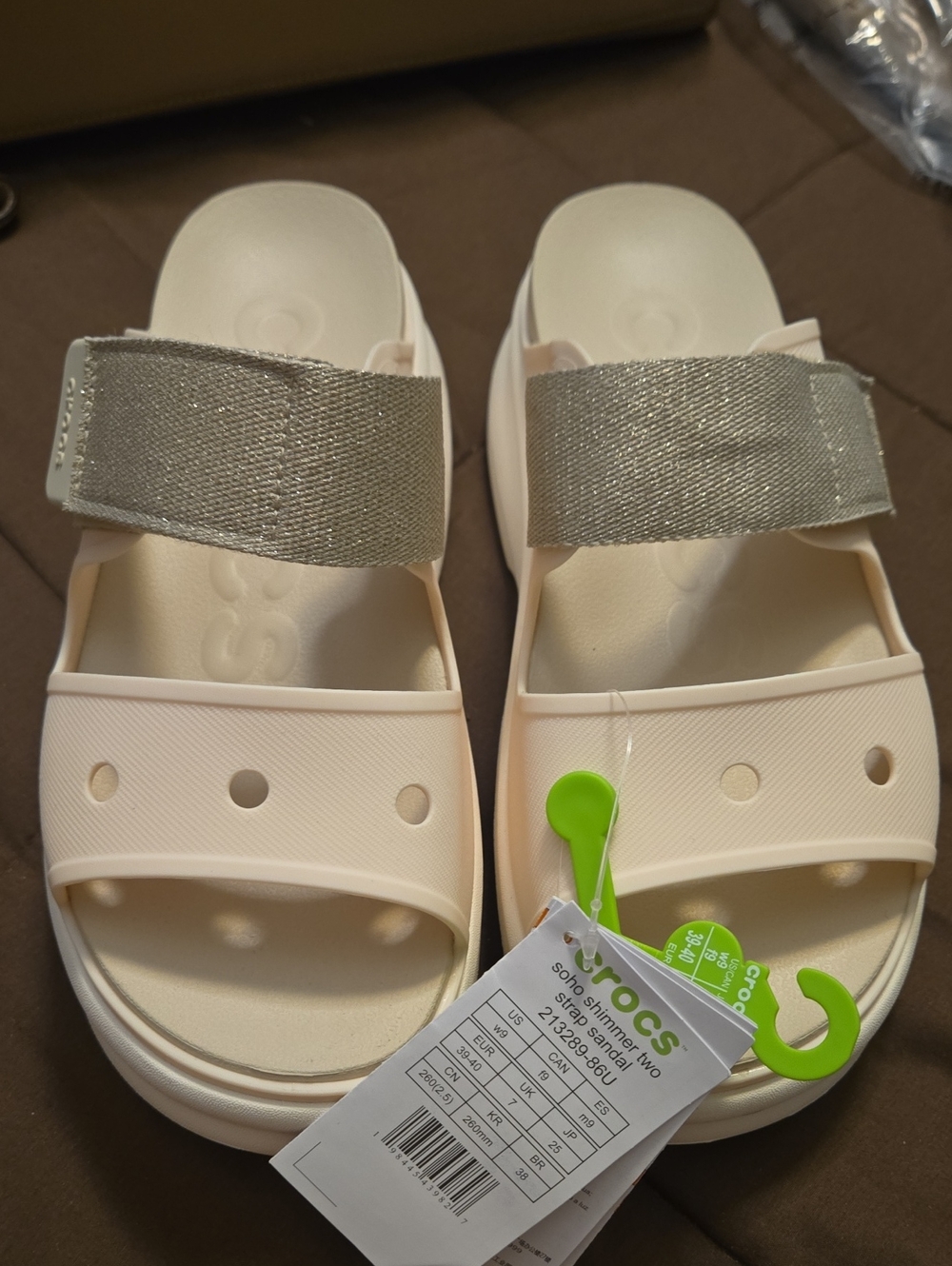 CROCS Soho Two Strap Sandals with Shummer Strap